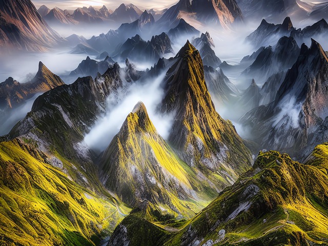Free ai generated mountains valley illustration