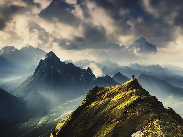 Download free HD stock image of Ai Generated Mountains Free ai generated mountains valley illustration