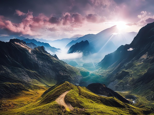 Free ai generated mountains valley illustration