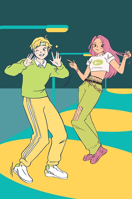 Free hip hop anime dance illustration