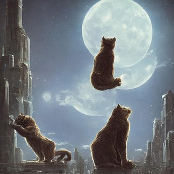 Katter, Katten, Katt, Månen, Måneskinn