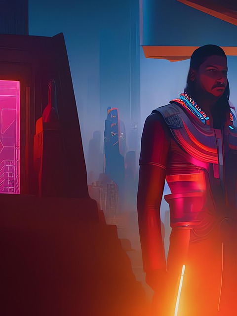 Free ai generated cyberpunk guardian illustration