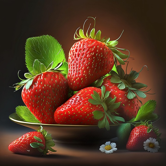 Free strawberries fruits food illustration