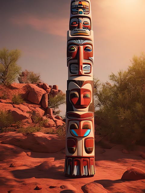 Download free HD stock image of Generated Totem Free generated totem carved mast illustration