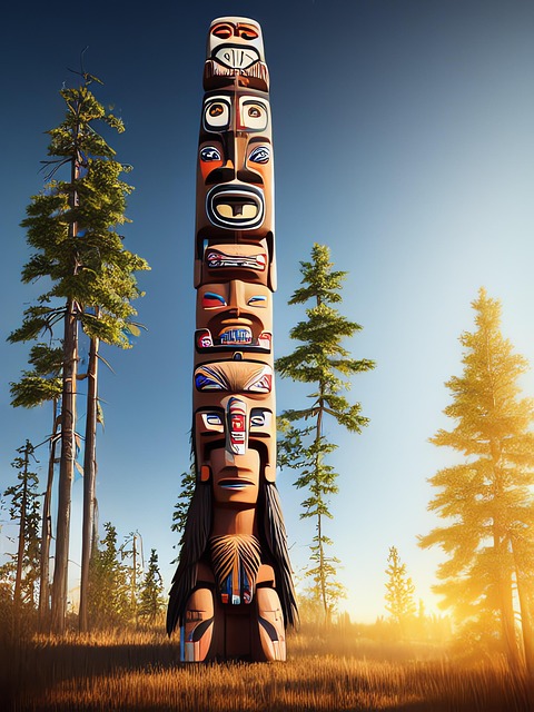 Download free HD stock image of Generated Totem Free generated totem carved mast illustration