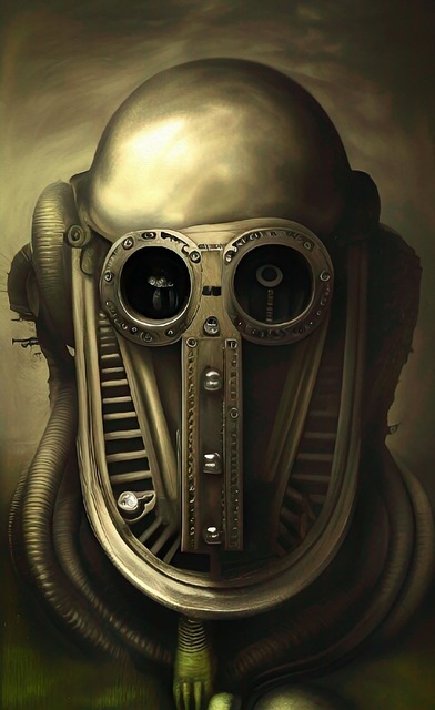 Free steampunk gas mask character illustration