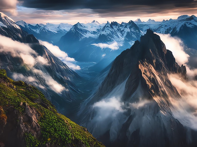 Generiert, Berge, Senke, Landschaft