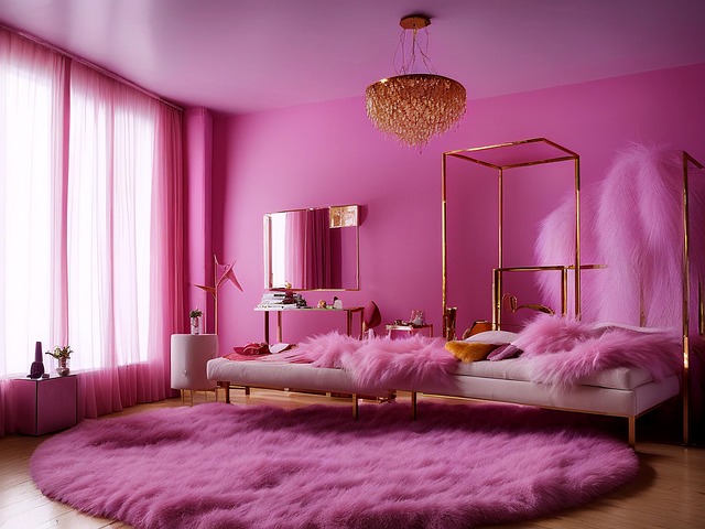 Free pink room decoration illustration