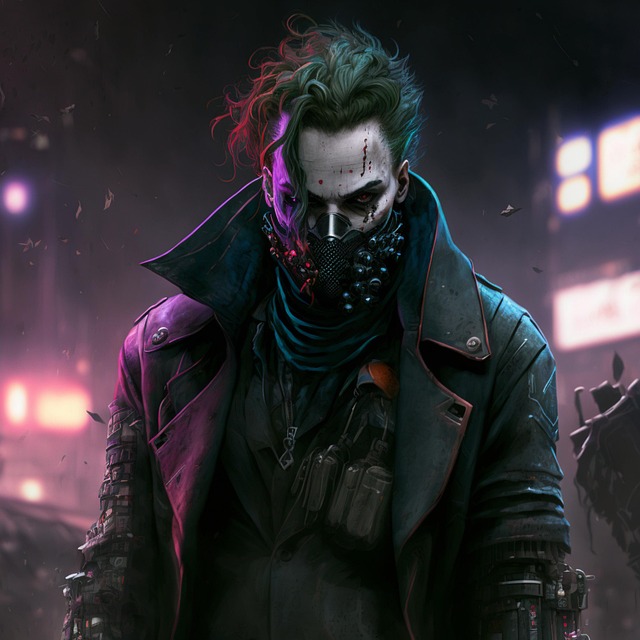 Free clown joker cyberpunk illustration