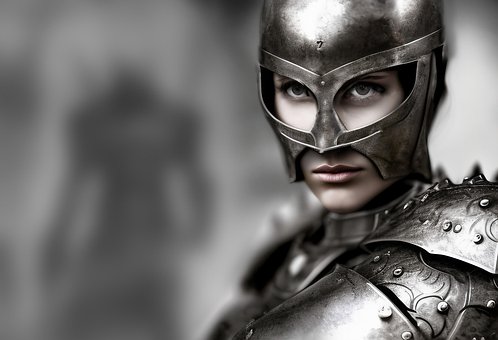 Krieger, Frau, Ritter, Rüstung, Helm