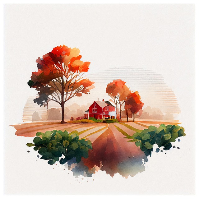 Free ai generated farm landscape illustration