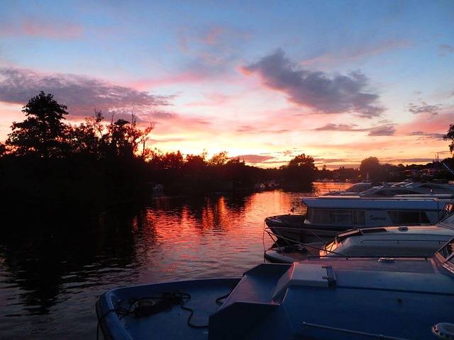 Free Boat Sunset photo and picture