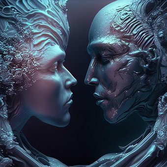 Amor, Ciborgue, Fantasia, Digital, 3D