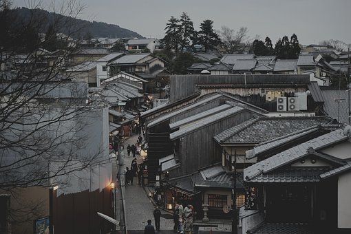 Gade, Vej, Bygninger, Japan, Kyoto
