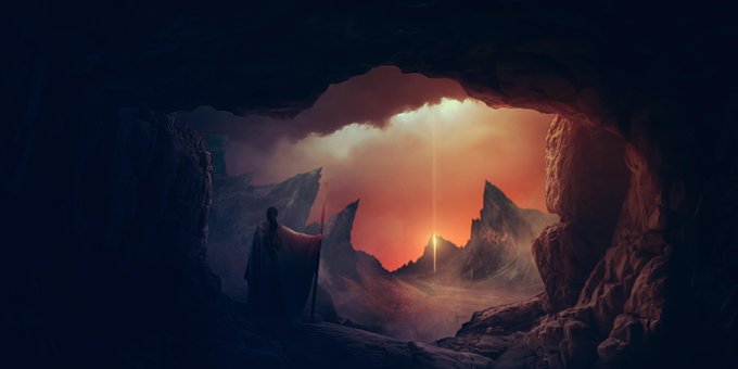 Caverna, Homem, Luz, Sombrio, Místico