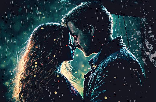 Paar, Natur, Liebe, Mann, Frau, Regen