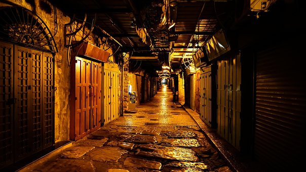 Nacht, Dunkel, Gasse, Düster, Jerusalem