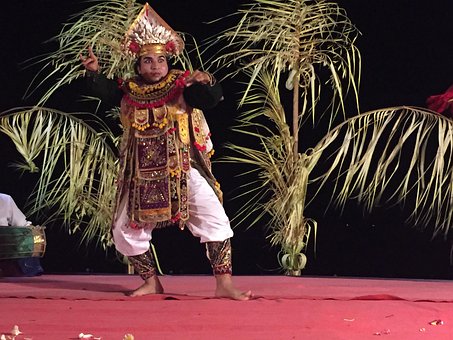 Bali, Bailarín, Vistoso, Noche, Hombre