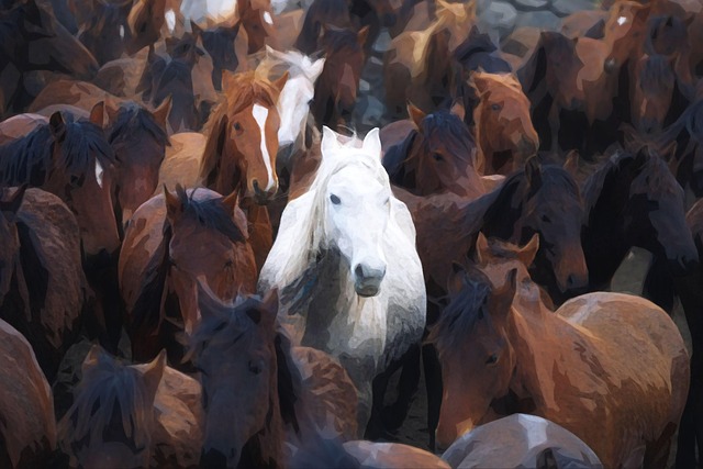 Free horses painting artwork illustration