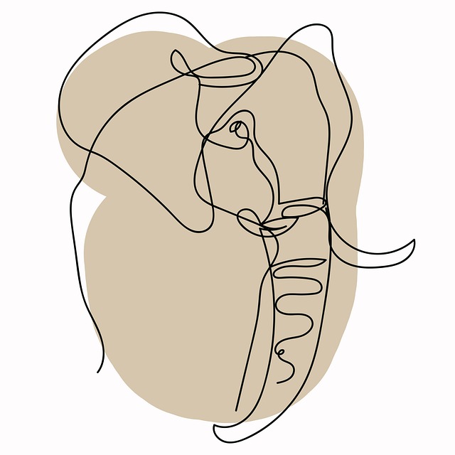 Free elephant nature line art illustration