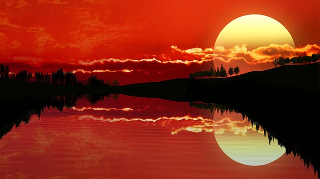 Free fantasy sunrise sunset illustration