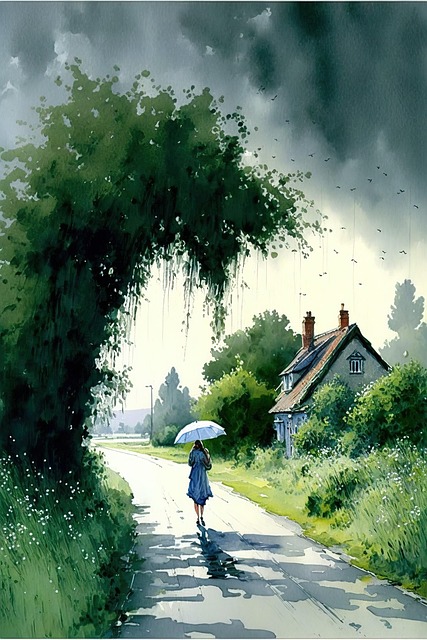Free watercolor watery paint tree illustration