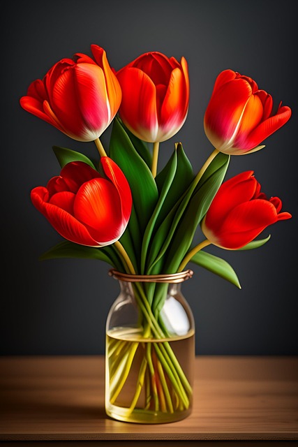 Ai Generiert, Rote Tulpen, Natur, Tulpen