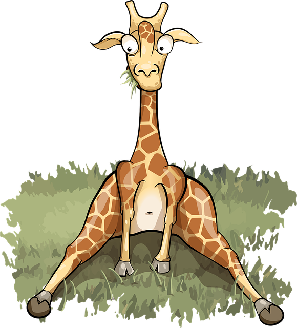 Free giraffe sitting grass illustration