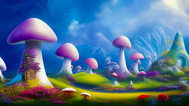 Download free HD stock image of Mushrooms Mushroom House Free mushrooms mushroom house fantasy illustration