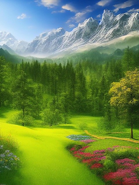 Free landscape nature mountains illustration