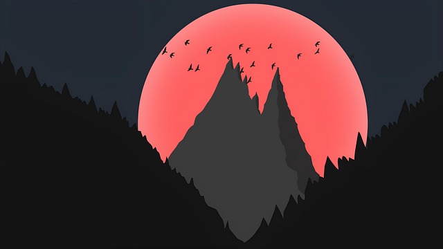 Download free HD stock image of Mountain Nature Free mountain nature moon illustration