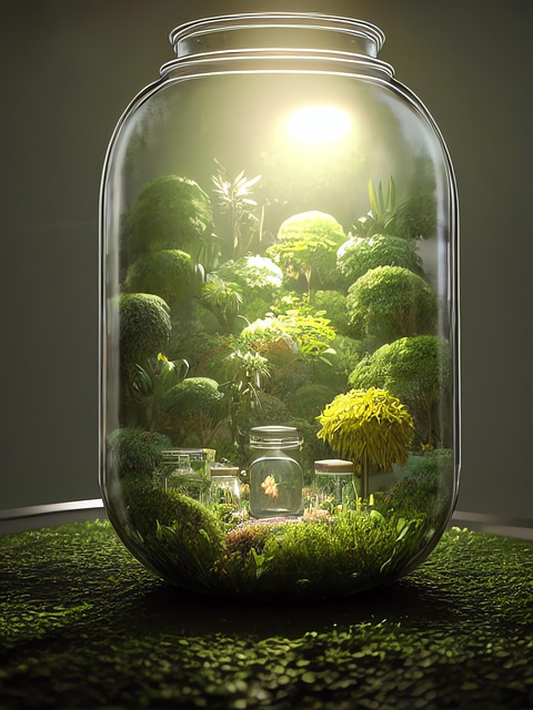 Free ai generated miniature garden terrarium illustration