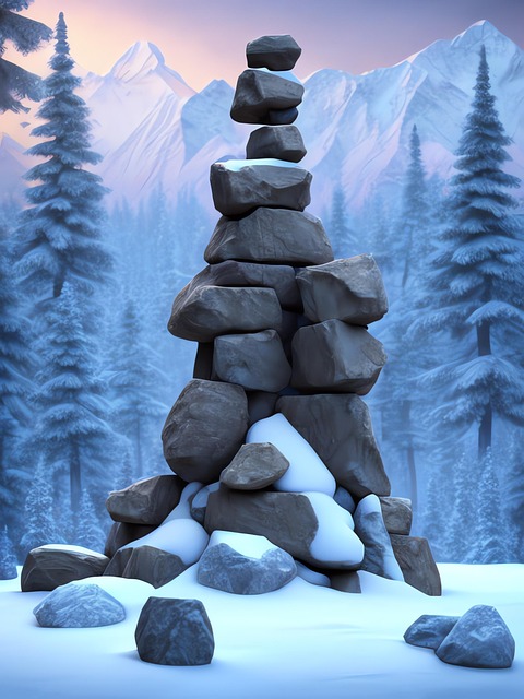 Download free HD stock image of Ai Generated Cairn Free ai generated cairn winter illustration