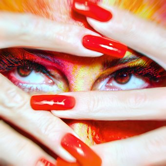 Makeup, Manicure, Kvinde, Ansigt
