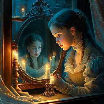 Free Mirror Little Girl illustration and picture