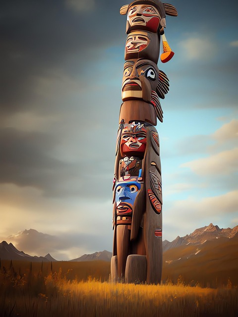 Free ai generated totem carved mast illustration