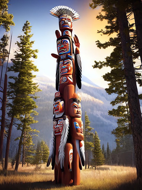 Free ai generated totem carved mast illustration