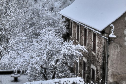 Haus, Garten, Winter, Schnee