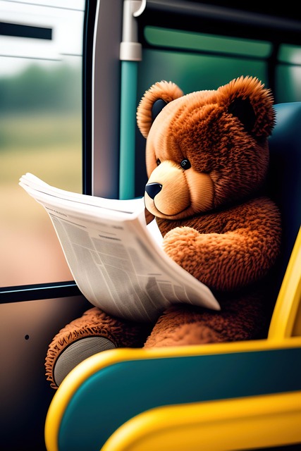Free ai generated teddy bear train ride illustration
