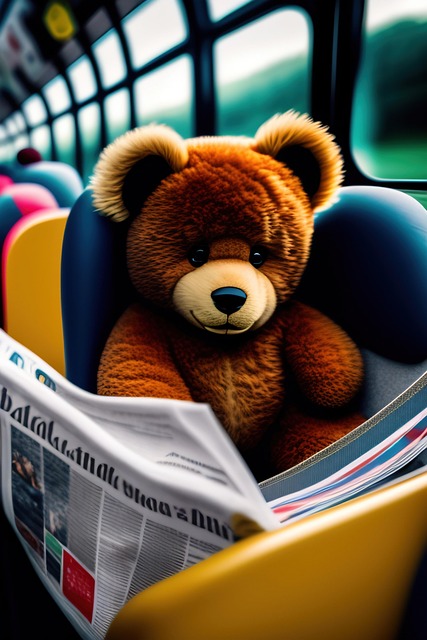 Free ai generated teddy bear train ride illustration