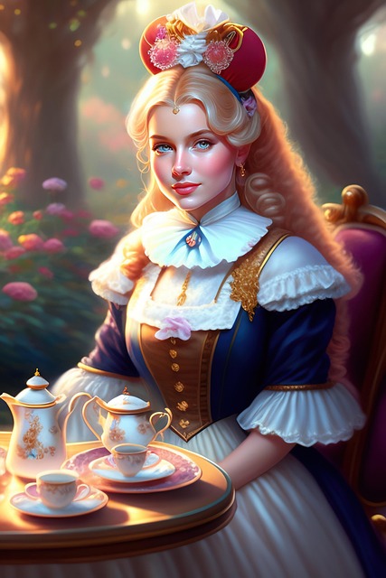 Free ai generated tea time woman illustration