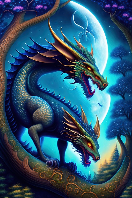 Free ai generated dragon forest illustration
