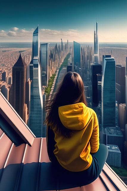 Free ai generated woman city illustration