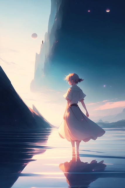 Free ai generated girl sea illustration