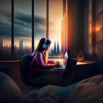 Ai Gerado, Garota, Computador Portátil