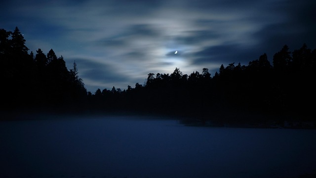 Nat, Himmel, Landskab, Sø, Vinter, Sne