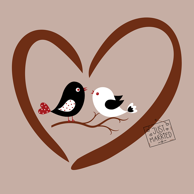 Free birds lovers wedding illustration