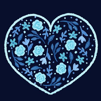 Hjerte, Blomster, Tegnet For Hånd