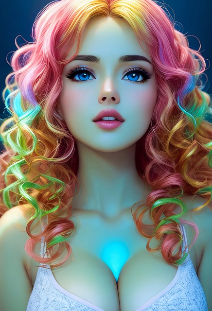 Download free HD stock image of Woman Colorful Hair Free woman colorful hair manga illustration