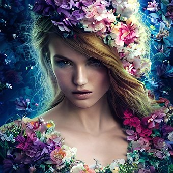 Vrouw, Bloemen, Schoonheid, Fantasie